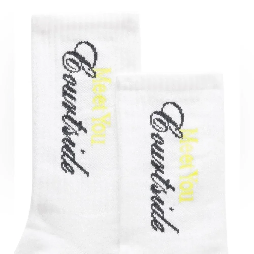 Crew Lululemon Unisex Daily Essential Crew Socks Tennis Club White/Sour Grape L